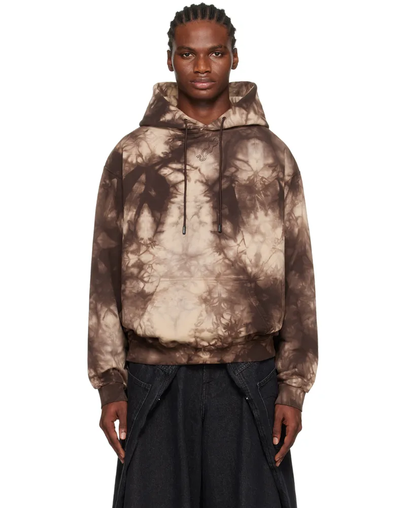LU'U DAN Brown Bleached Ink Hoodie Bleached