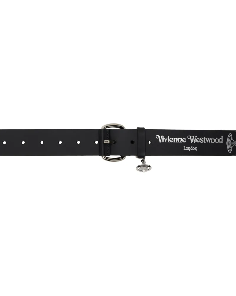 Vivienne Westwood Black New Wide Alex Charm Belt Ss25-n401