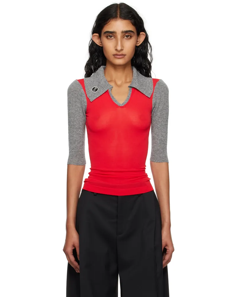 KIKO KOSTADINOV Red & Gray Larissa Knit Polo Vermillion