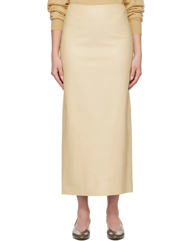 The Row Beige Berth Leather Maxi Skirt Cre