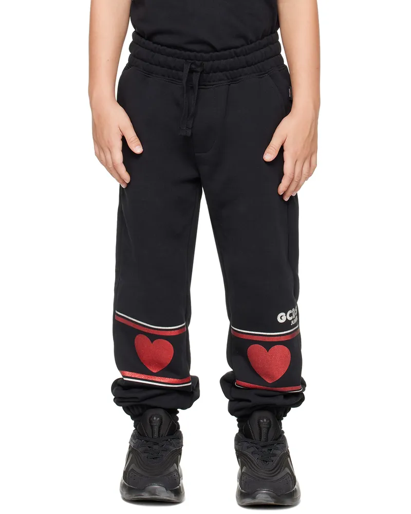 GCDS Kids Black Hearts Lounge Pants Black