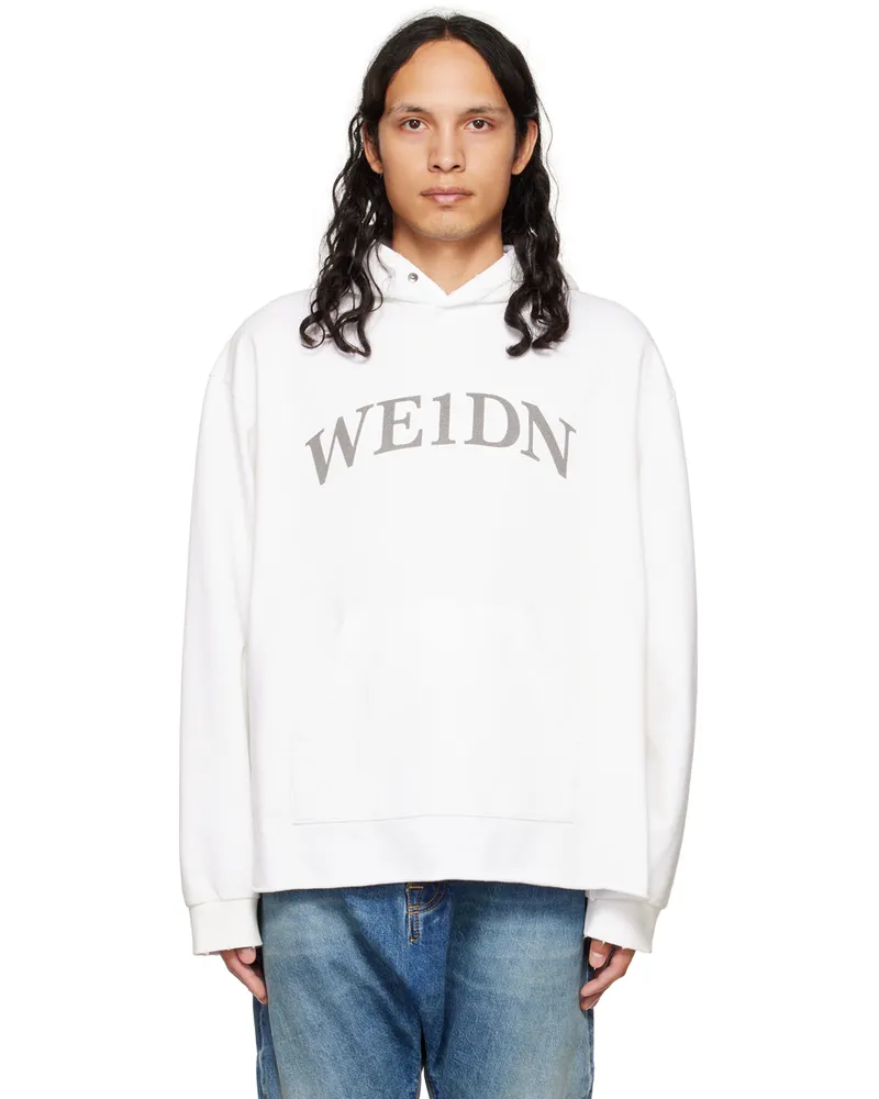 WE 11 DONE White Distressed Hoodie White