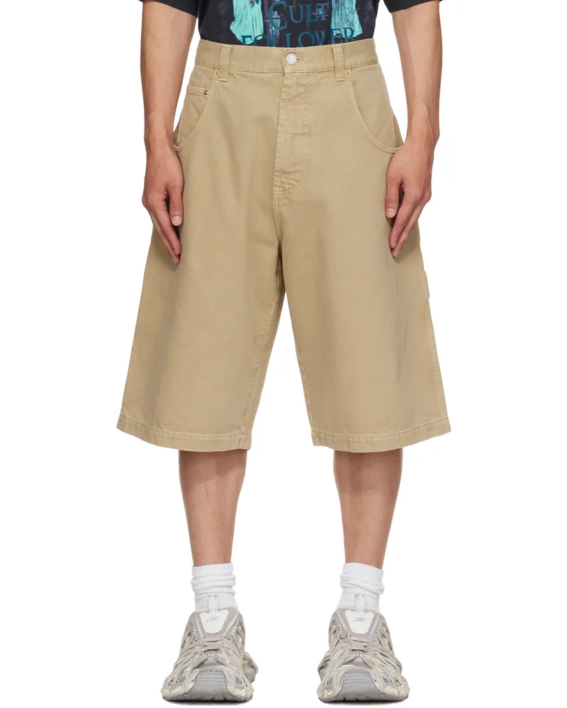 VETEMENTS Beige Hip-Hop Denim Shorts Camel
