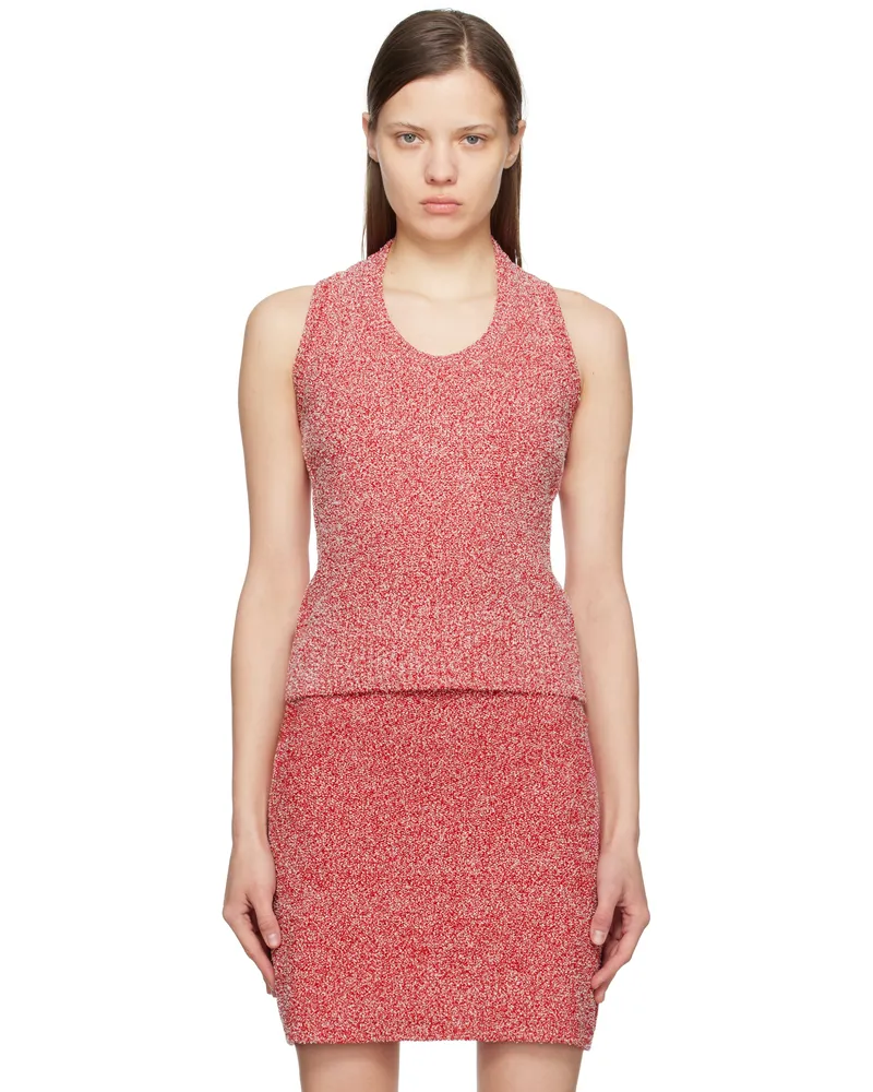 Ferragamo Red Bouclé Tank Top 001