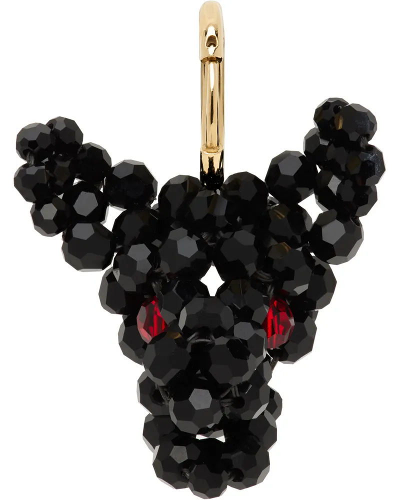 Simone Rocha Black Beaded Creature Trophy Head Single Earring Black