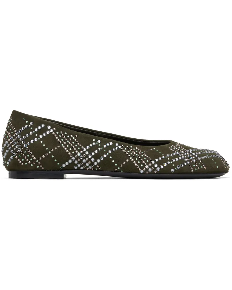 Burberry Khaki Leather Baby Ballerina Flats Loch