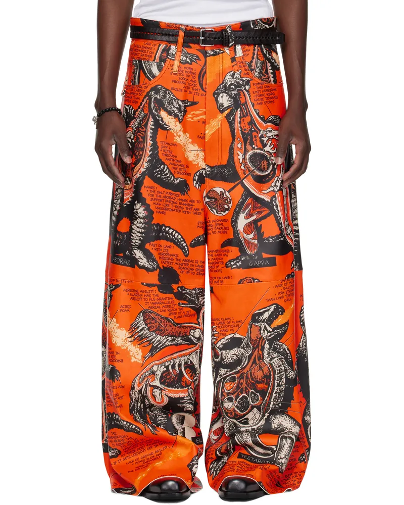 LU'U DAN Orange Dumpster Leather Pants Monsters