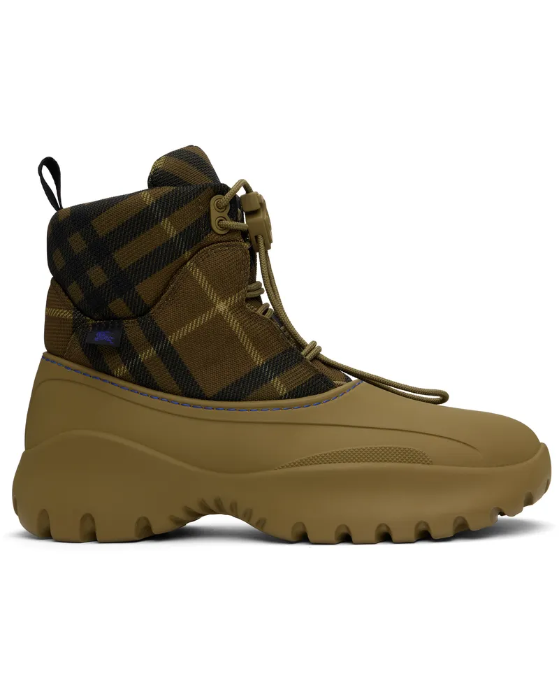 Burberry Khaki Check Scoot Trek Boots Furrow