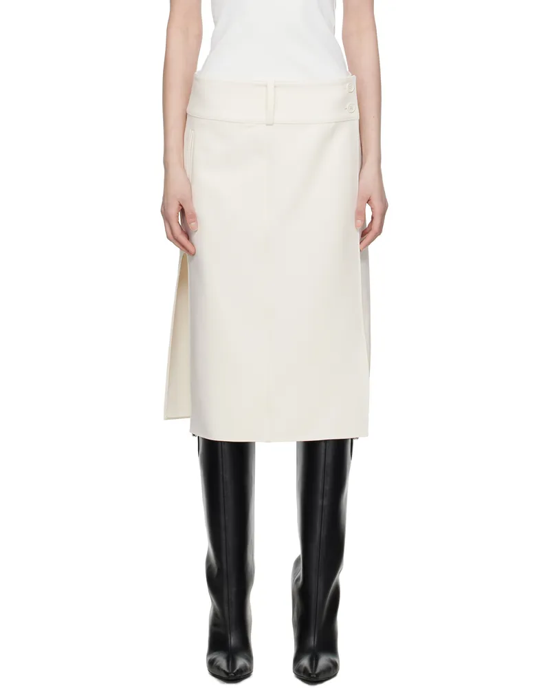 Courrèges Off-White Belted Slit Midi Skirt 0001