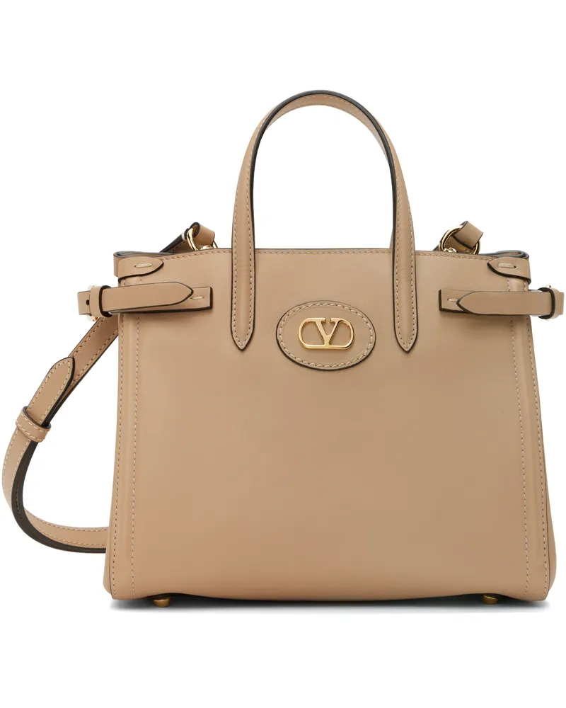 Valentino Garavani Tan Antibes Small Shopping Tote Wrp