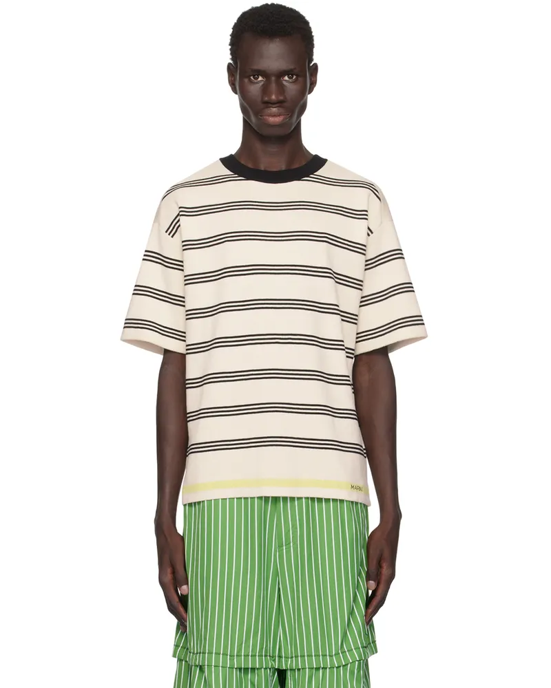 Marni Beige Seaside Stripe T-shirt Rgw06