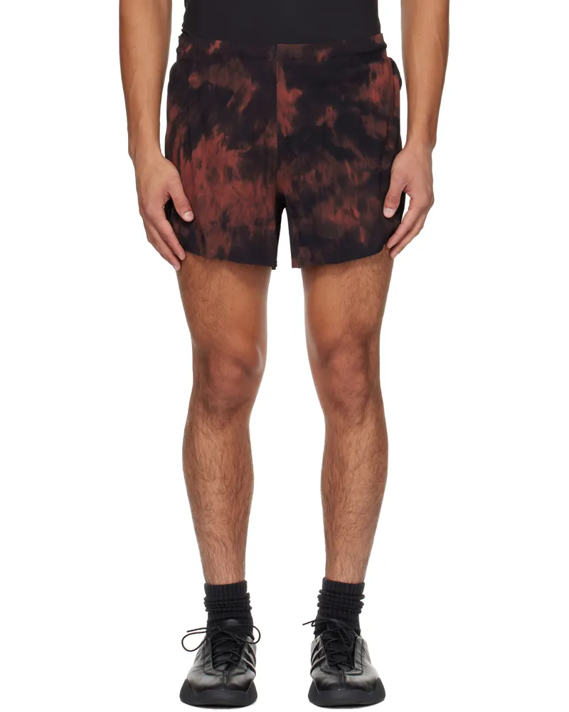 Y-3 Black & Orange AOP Running Shorts Orange