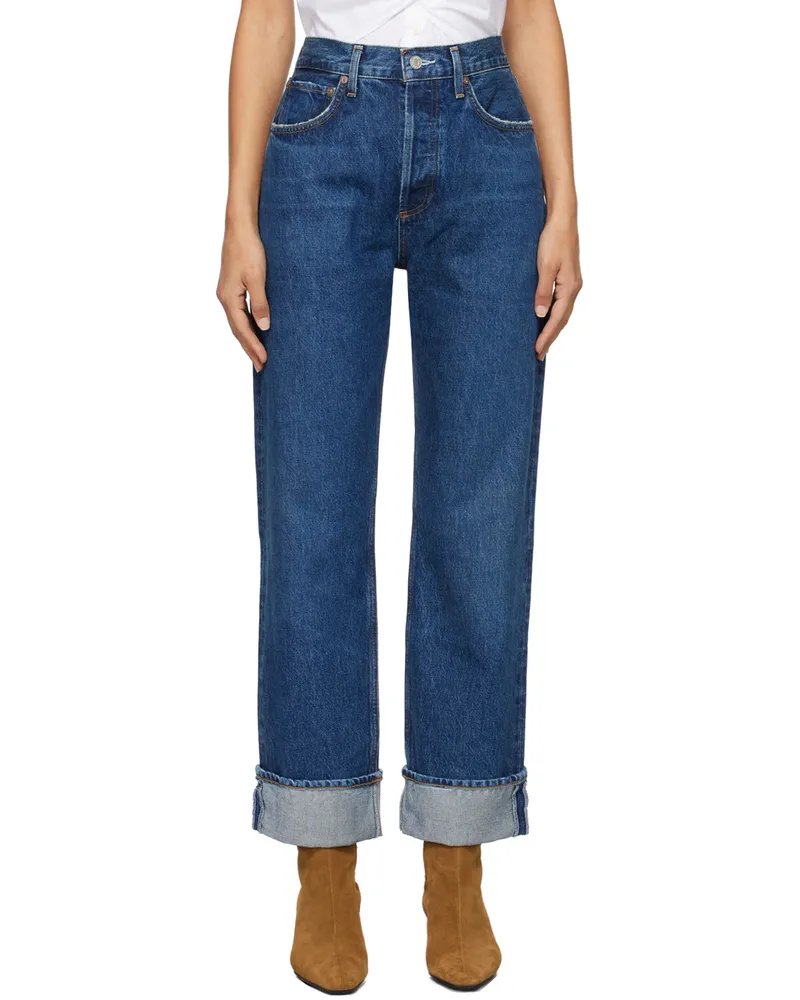 AGOLDE Blue Fran Low Slung Straight Jeans Enamour