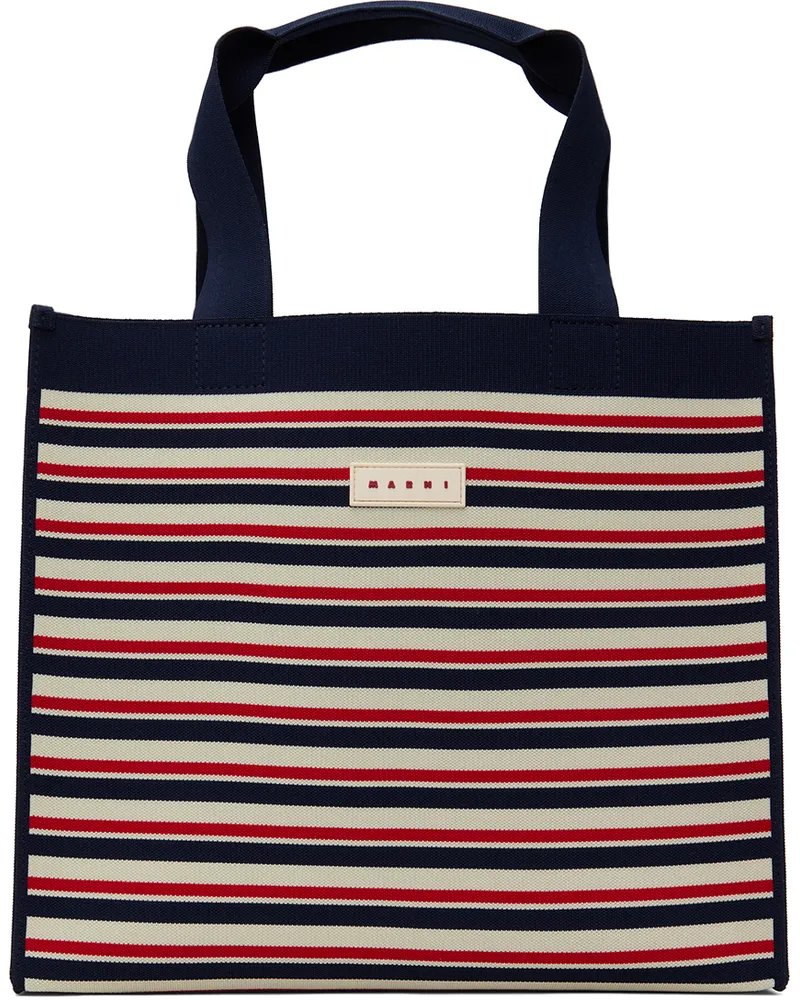 Marni Navy & Red Medium Shopping Tote Zo728