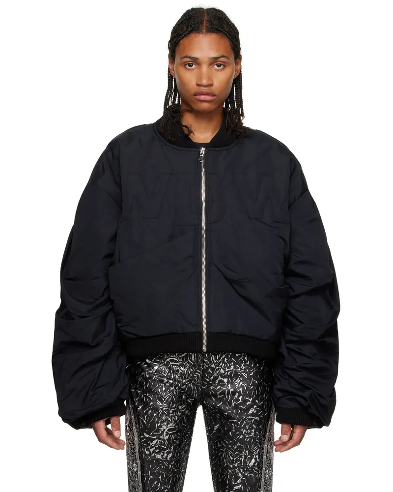 WHO DECIDES WAR Black Draped Bomber Jacket Coal