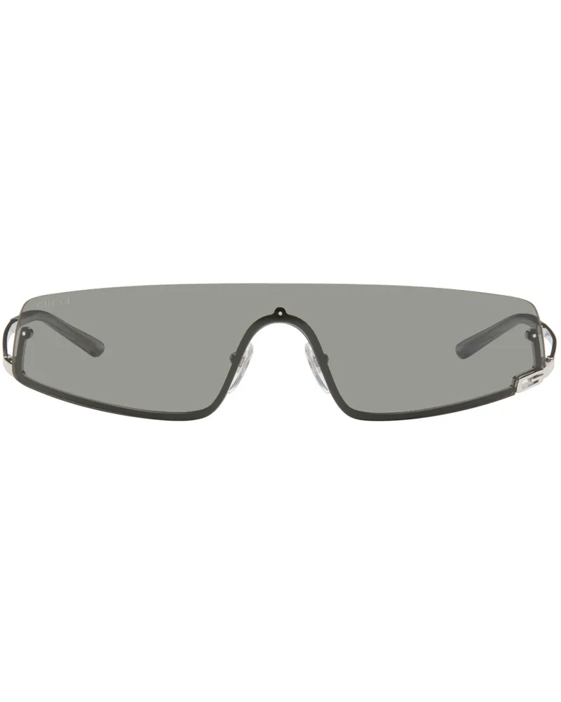 Gucci Silver Mask-Shaped Sunglasses Silver-silver-grey