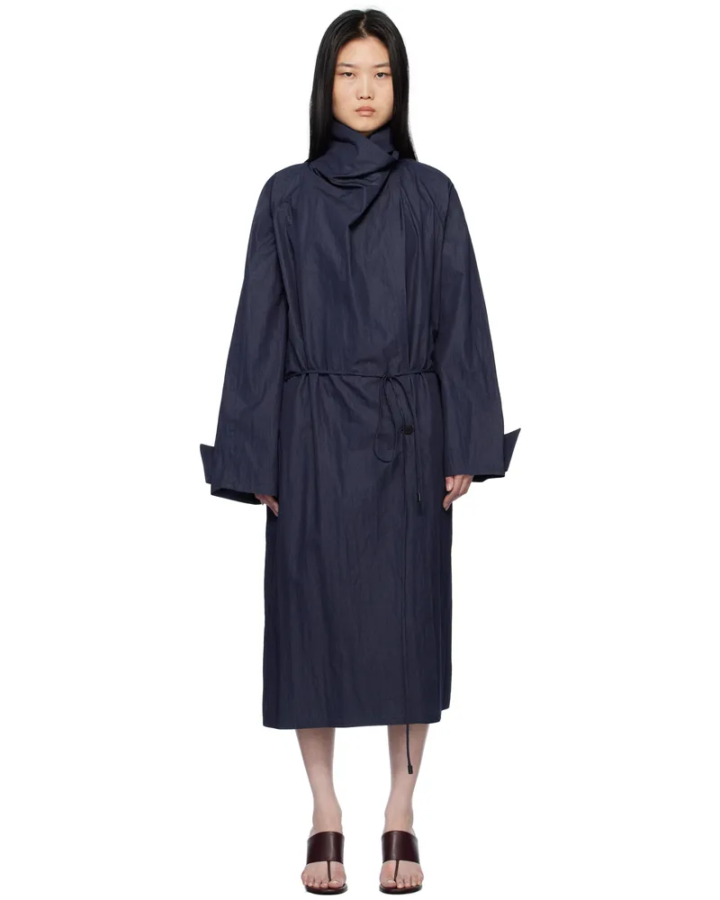 LE 17 SEPTEMBRE Navy Cowl Neck Long Coat Navy