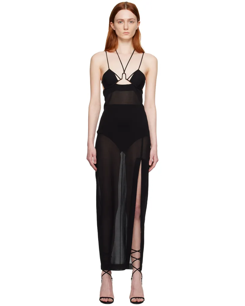 Nensi Dojaka Black Sheer Maxi Dress Black