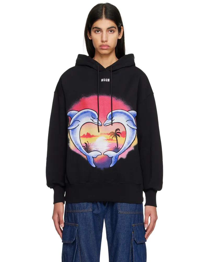 MSGM Black Dolphin Hoodie 99