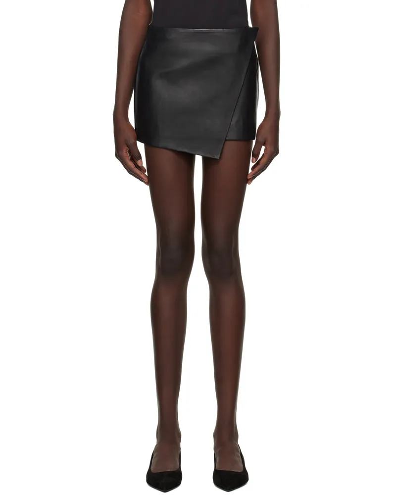 FRANKIE Shop Black Cleo Leather Wrap Miniskirt Black