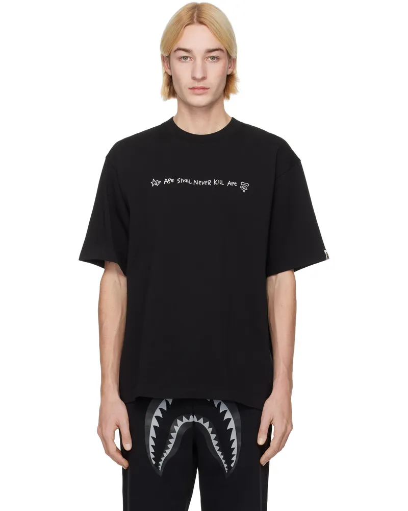 BAPE Black Hand Drawn Logo Relaxed Fit T-shirt Black