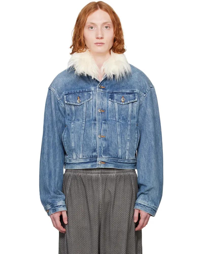 Alexander Wang Blue Rounded Trucker Denim Jacket Vintage
