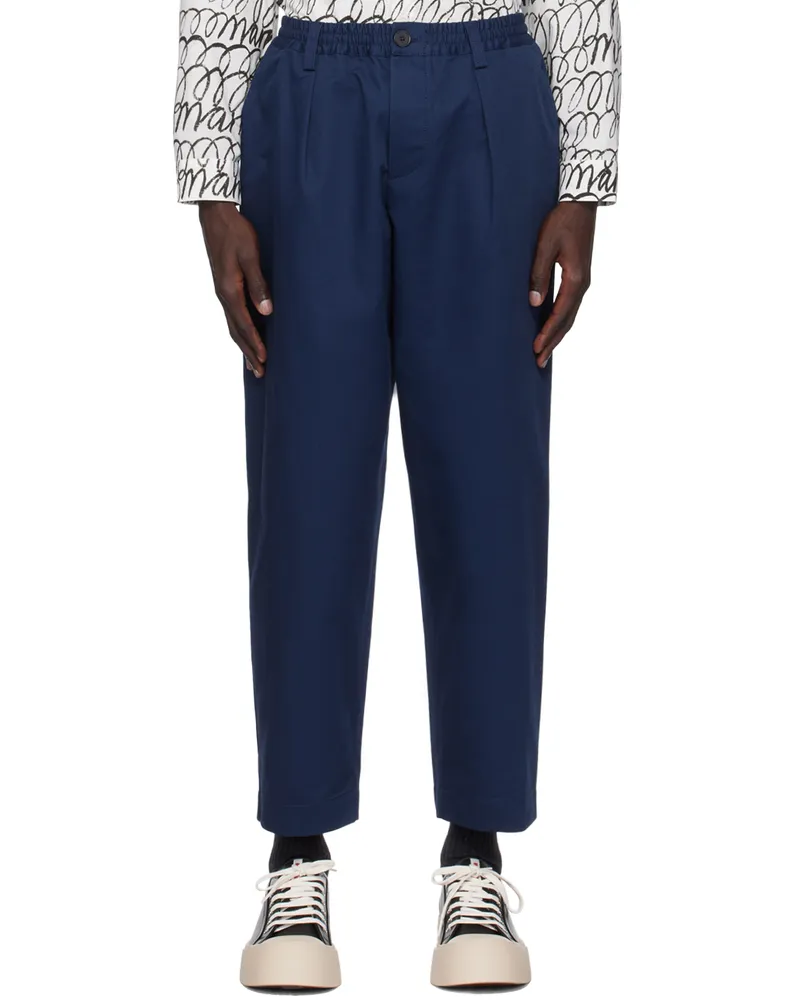 Marni Navy Drawstring Trousers 00b80