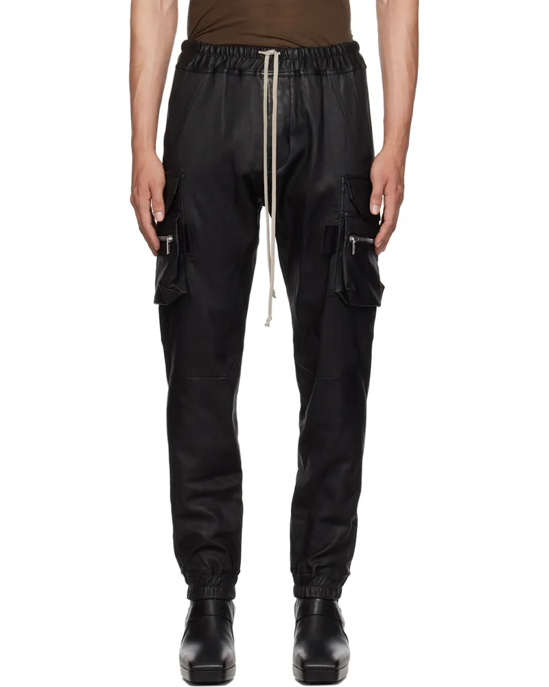 Rick Owens Black Mastodon Leather Cargo Pants 09
