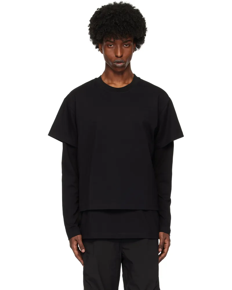 Heliot Emil Black Layered Crewneck T-shirt Black