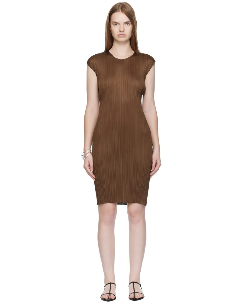 Issey Miyake Brown New Colorful Basics 4 Midi Dress 44