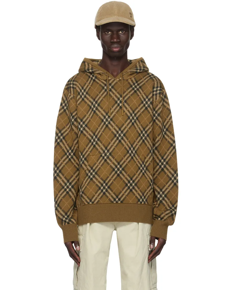 Burberry Brown Check Wool Mohair Blend Hoodie Nest