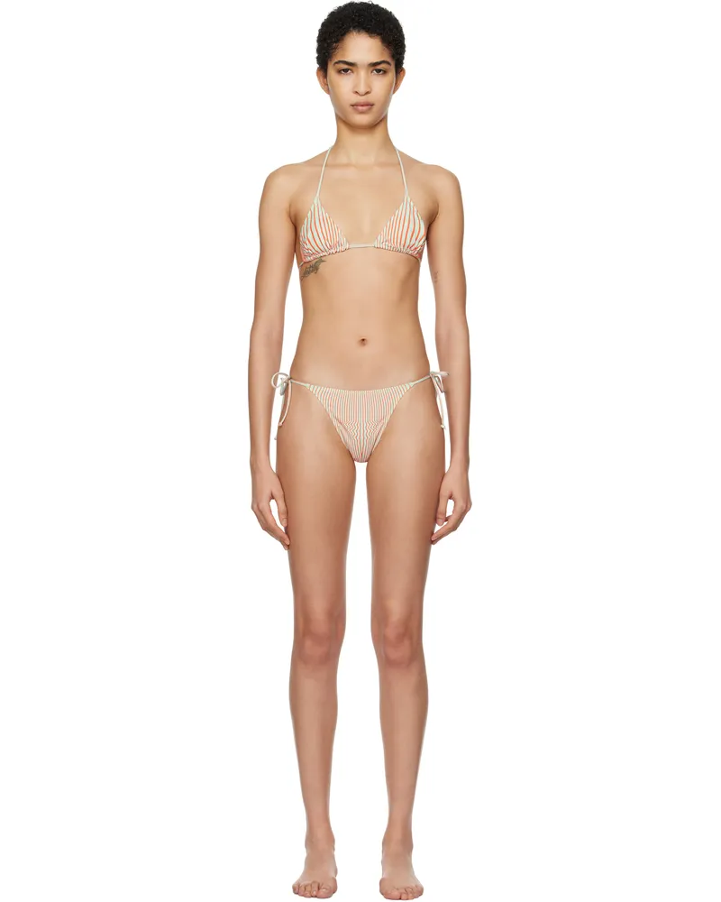 Jean Paul Gaultier Orange & Green 'The Pinstripe Body Morphing' Bikini 4216