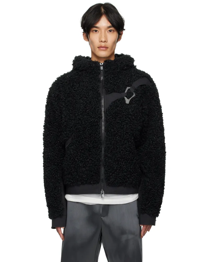 Heliot Emil Black Chiaroscuro Fleece Jacket Fleece