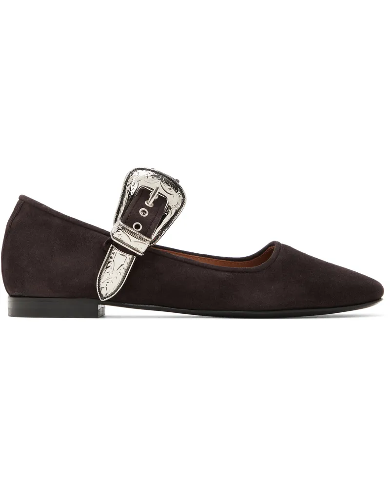 Toga SSENSE Exclusive Brown Mary Jane Buckle Ballerina Flats Chocolate