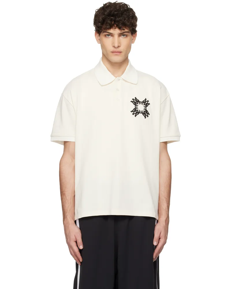Amiri Off-White Embroidered MA Quad Polo Alabaster