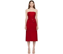 Red Ira Leather Midi Dress