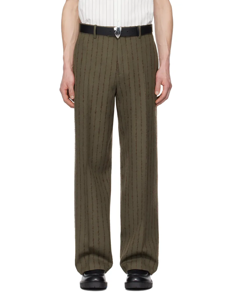 Burberry Brown & Red Tailored Trousers Coal