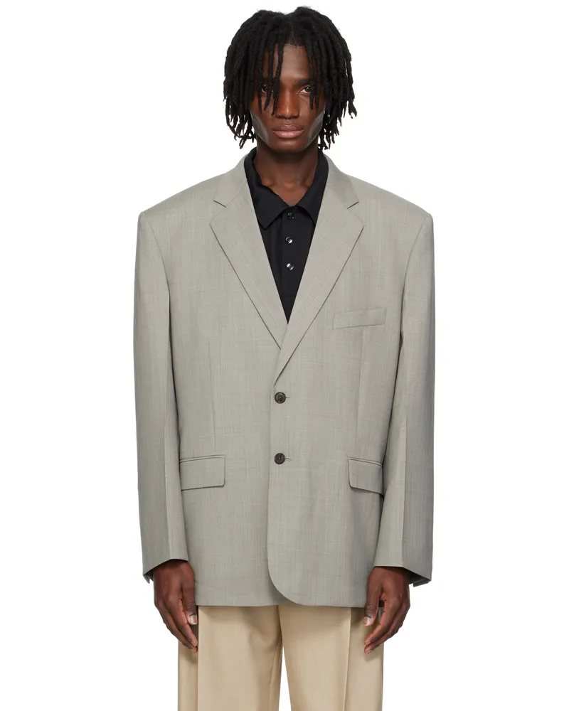 RECTO Gray Oversize Single Breasted Blazer Kg