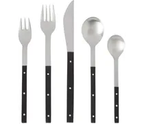 Ebony & Stainless Steel Five-Pack E Cutlery Set