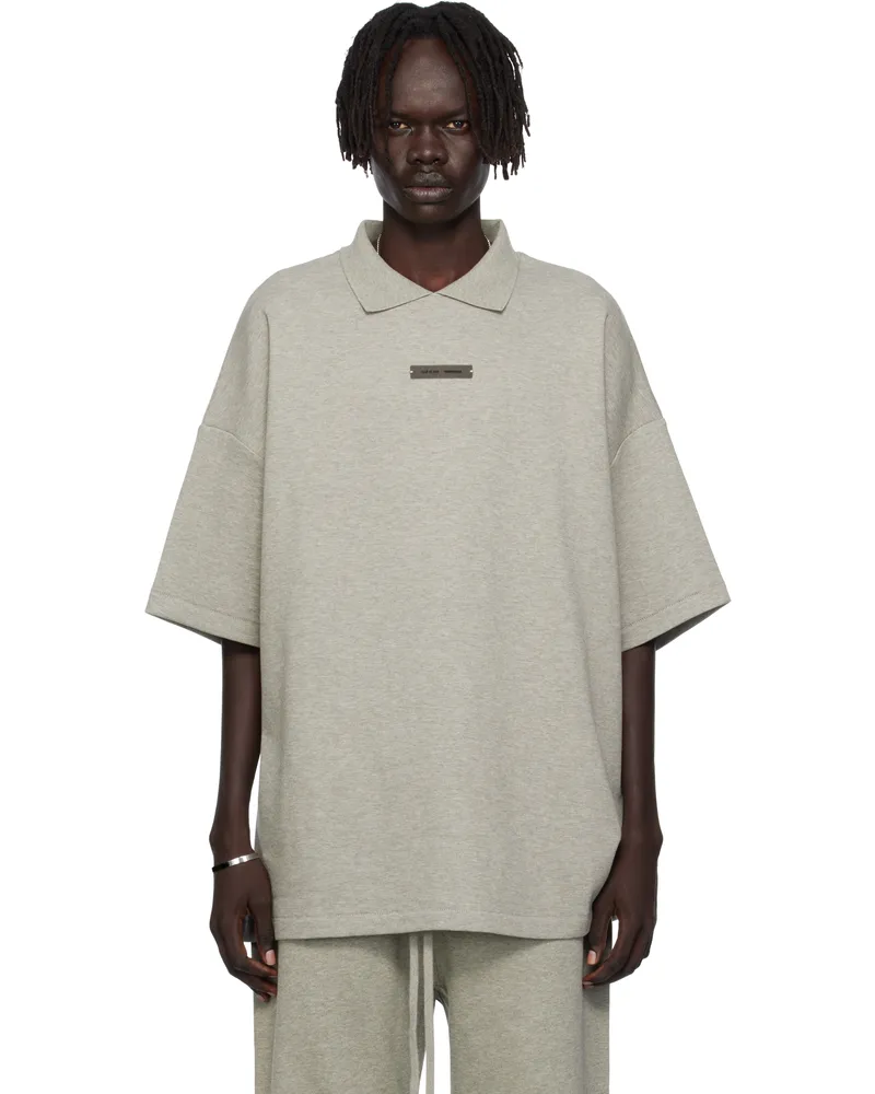 Fear of God Gray 90s Fit Piqué Short Sleeve Polo Concrete