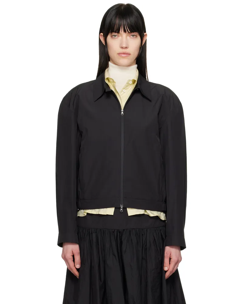 AMOMENTO Black Cropped Zip-Up Jacket Black