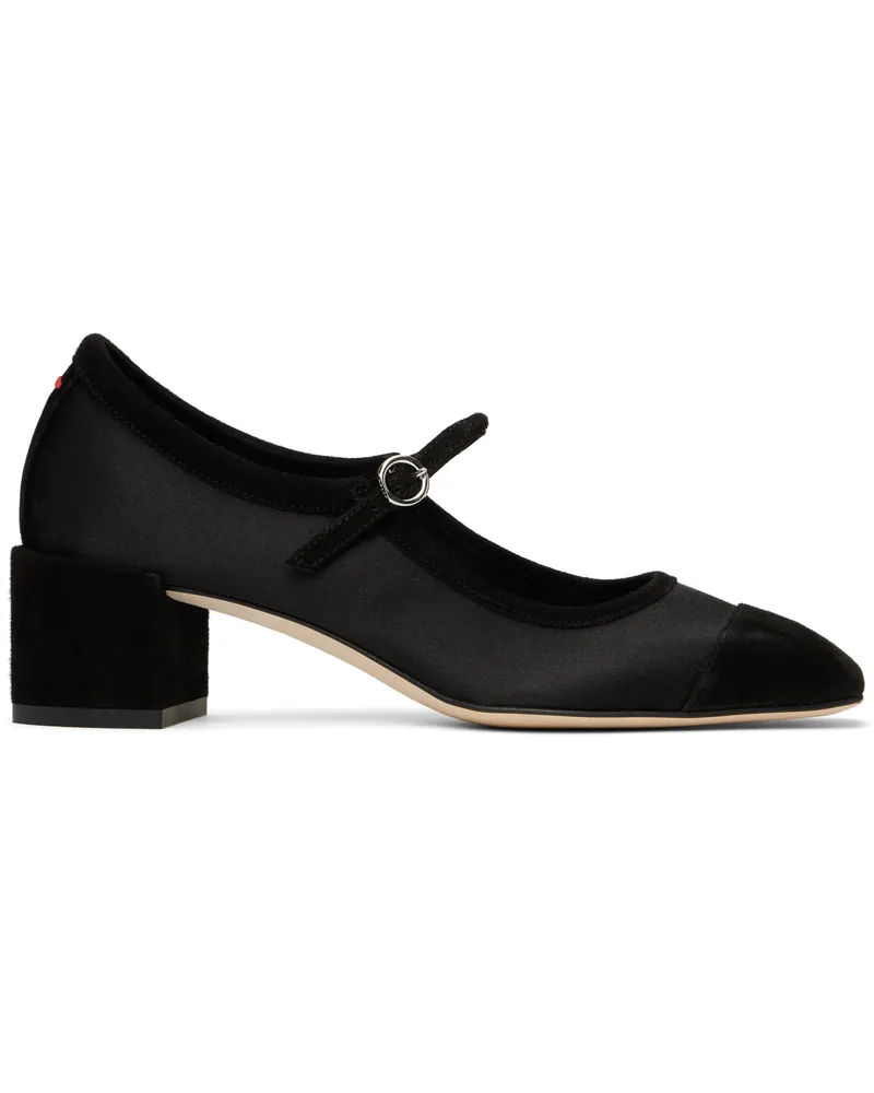 aeyde Black Aline Satin & Kid Suede Mary-Jane Heels Black