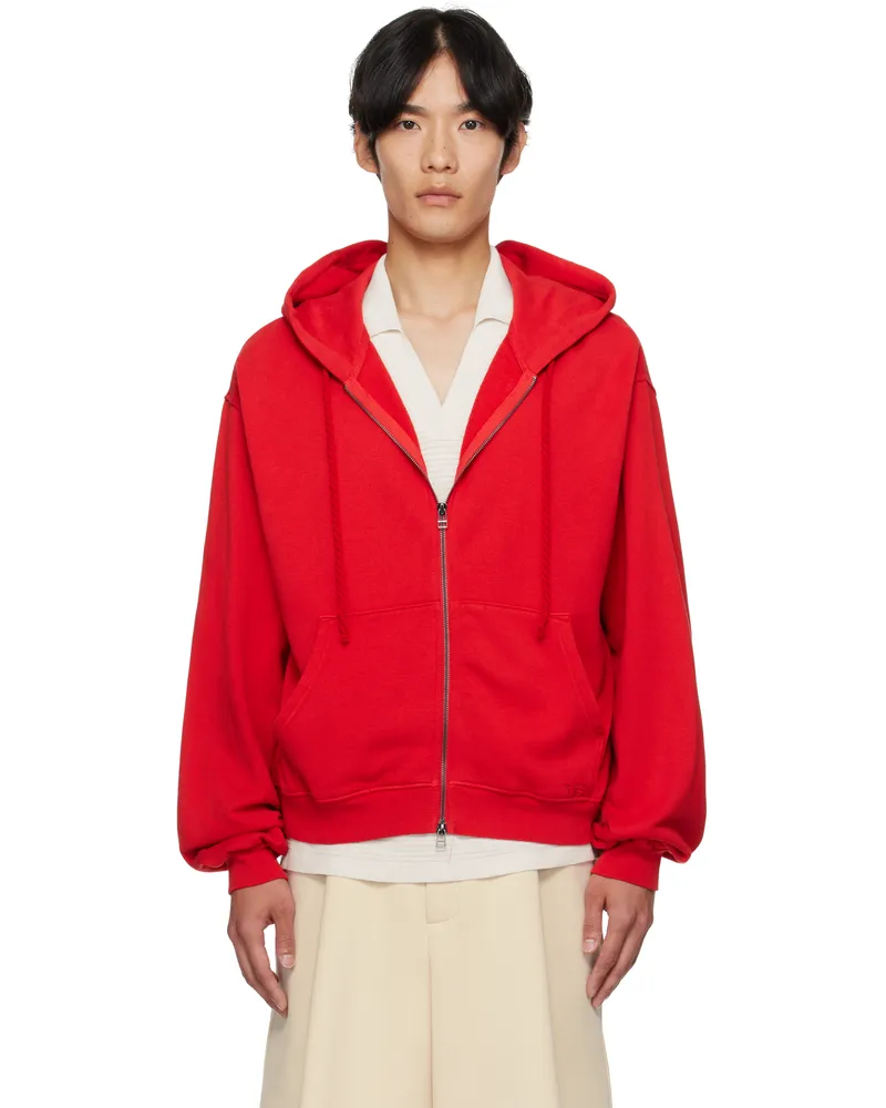The Elder Statesman Red Daily Zip Hoodie 628