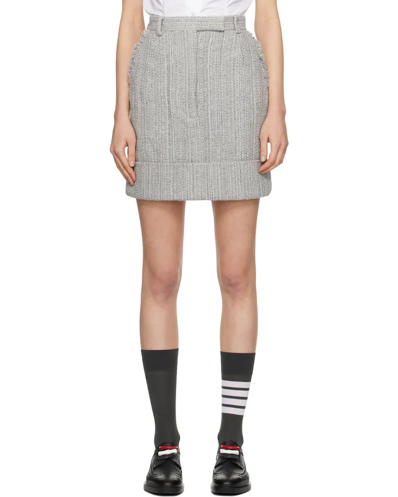 Thom Browne Gray Frayed Miniskirt 035