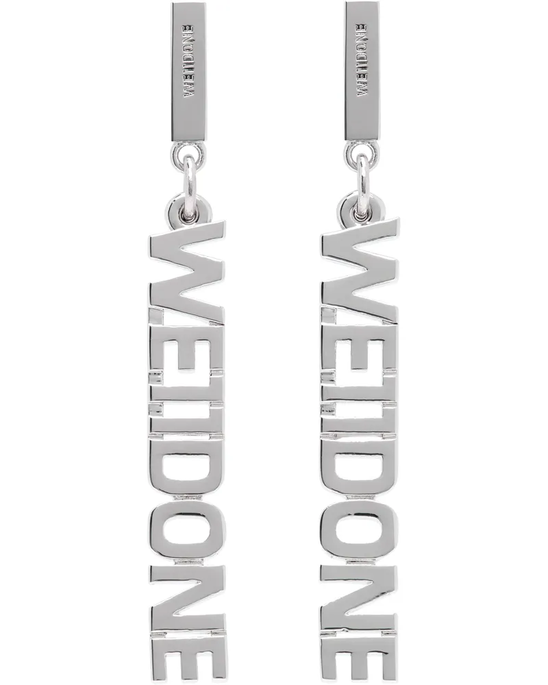 WE 11 DONE Silver Lettering Earrings Silver