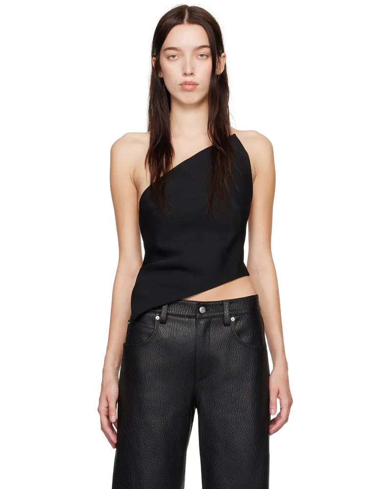 Alexander Wang Black Asymmetric One-Shoulder Top Black