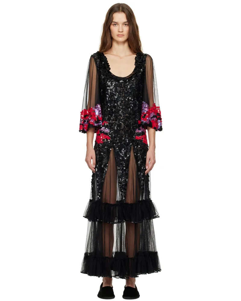 BODE Black Gazebo Maxi Dress Bkmlt