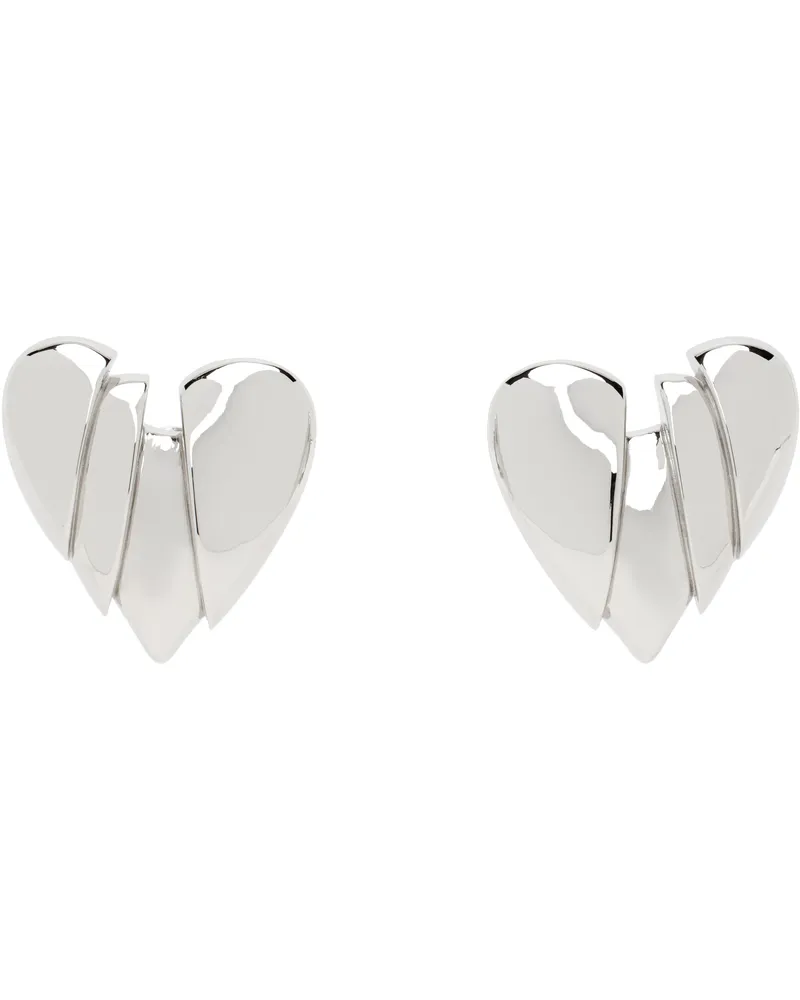 Amina Muaddi Silver Heartbreaker Earrings Silver