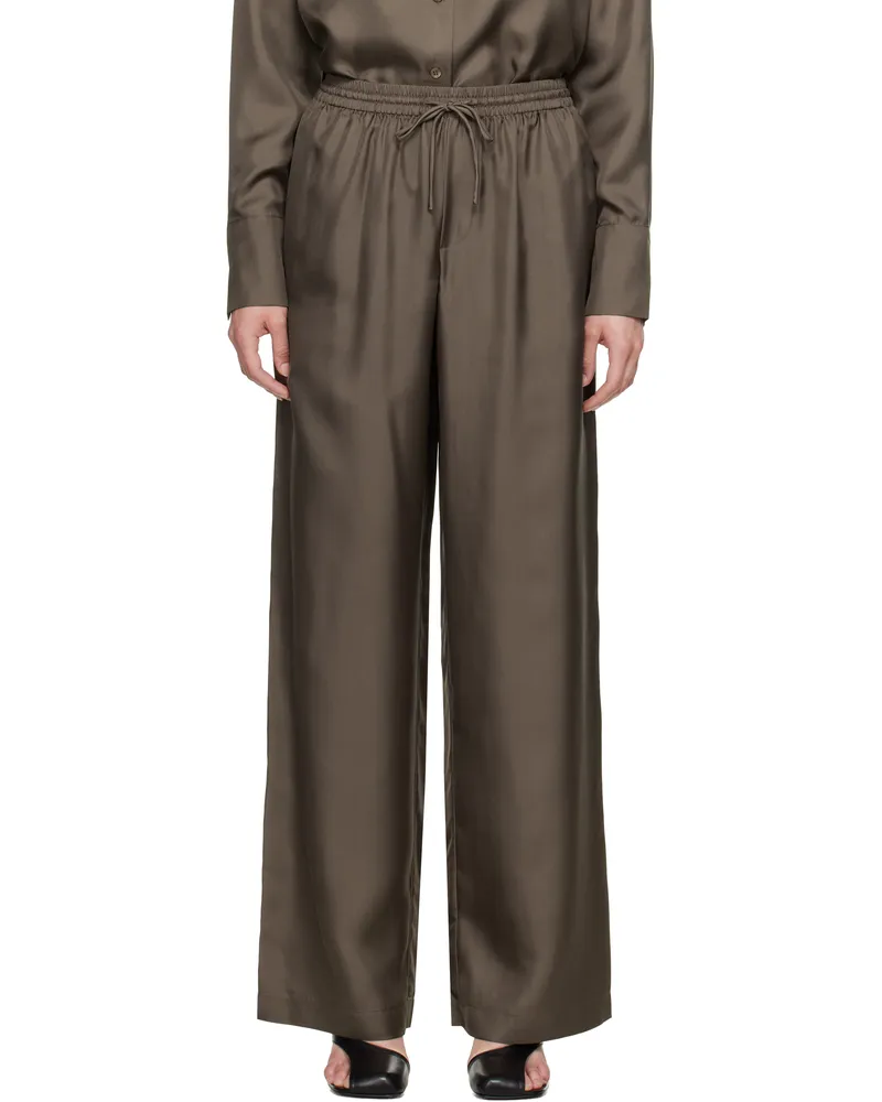 Róhe Taupe Relaxed Silk Trousers 243_400