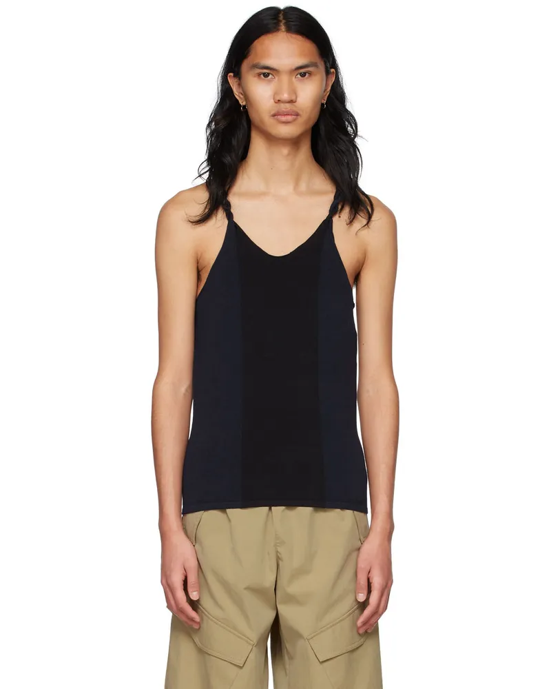 Dion Lee Black & Navy Cotton Tank Top Black